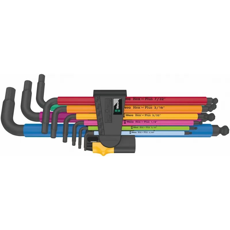 WERA INBUSSLEUTELSET 950 /9 HEXPLUS  MULTICOLOUR IMPERIAL 2(INCHES), BLACKLASER